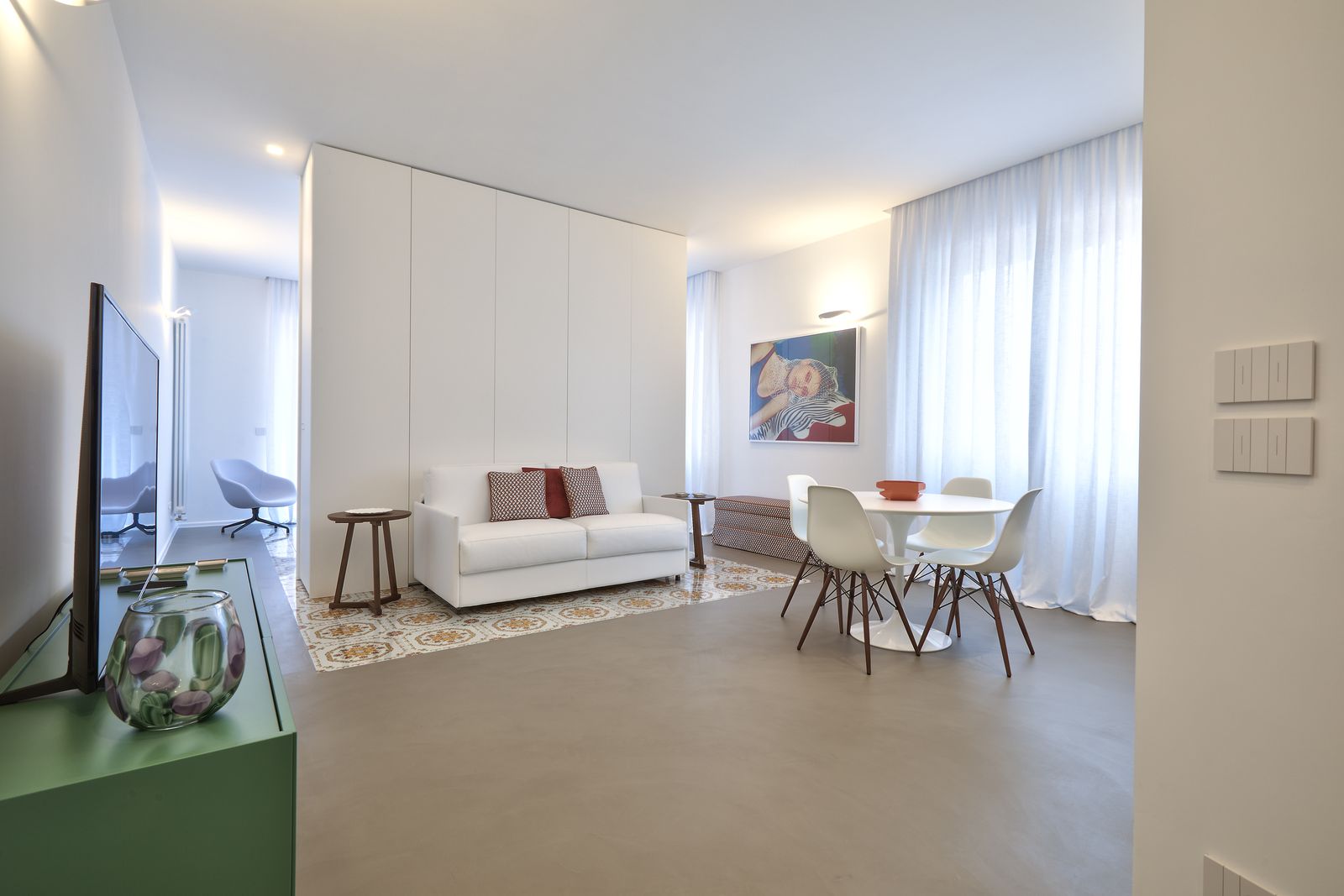 Arancio: the living room with sofa bed