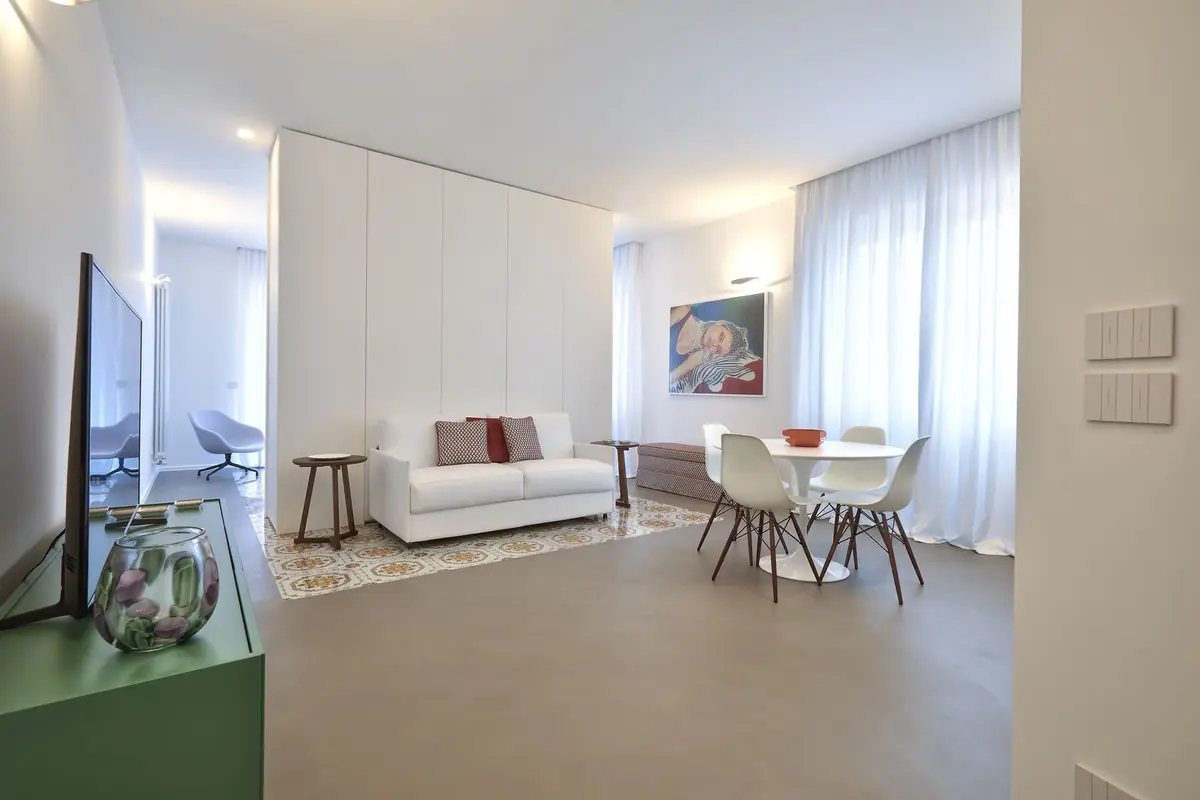 Arancio: the living room with sofa bed